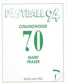 1994 Select AFL Stickers #70 Mark Fraser Back